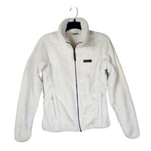 Columbia Womens Cream Full Zip Jacket Sz S Plush Quilted Fleece Outdoor Gorpcore